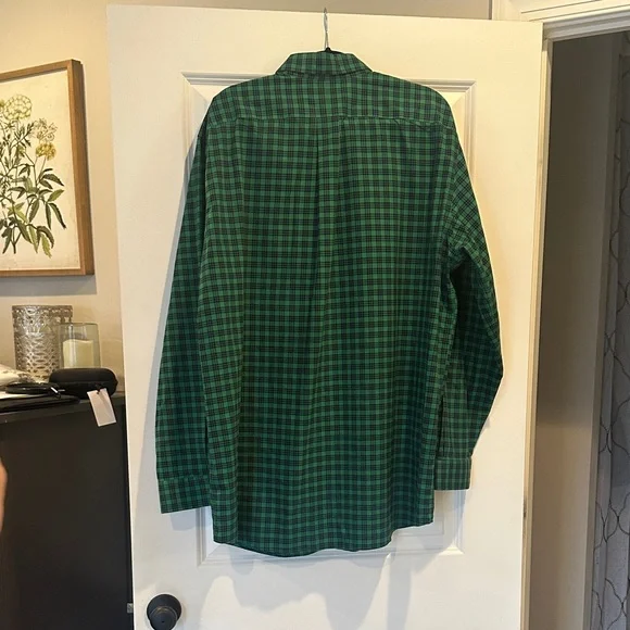 L.L. Bean Men's Green Checkered Button Down Long Sleeve Shirt- size XL-Tall - Picture 4 of 4